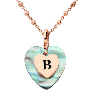Abalone Pearl Heart Initial Necklace