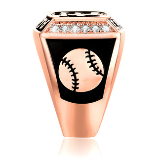 Men's 14K Rose Gold Plated Initial Traditional CZ Square Birthstone Class Ring