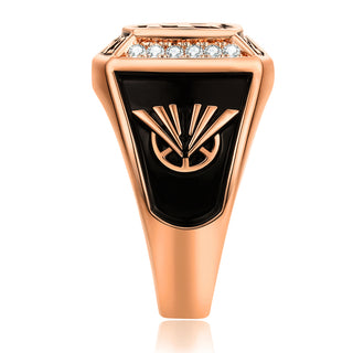 Women's 14K Rose Gold Plated Initial Traditional CZ Square Birthstone Class Ring