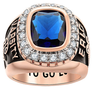 Men's 14K Rose Gold Plated CZ Encrusted Class Ring