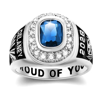 Women's CZ Encrusted Personalized Top Class Ring