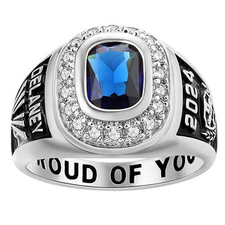 Women's CZ Encrusted Personalized Top Class Ring