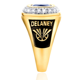 Women's 14K Gold Plated CZ Encrusted Personalized Top Class Ring