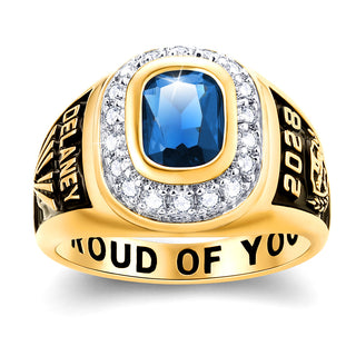 Women's 14K Gold Plated CZ Encrusted Personalized Top Class Ring