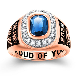 Women's 14K Rose Gold Plated CZ Encrusted Personalized Top Class Ring