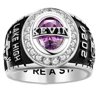 Men's Traditional CZ Oval Stone Personalized Top Class Ring