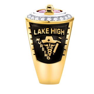 Men's 14K Gold Plated Traditional CZ Oval Stone Personalized Top Class Ring