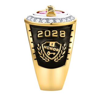 Men's 14K Gold Plated Traditional CZ Oval Stone Personalized Top Class Ring