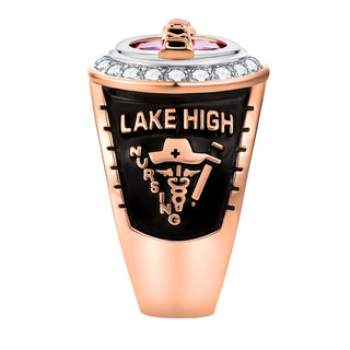 Men's 14K Rose Gold Plated Traditional CZ Oval Stone Personalized Top Class Ring