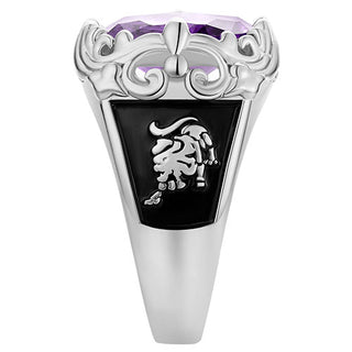 Unisex Silver Plated Art Nouveau Vintage Birthstone Class Ring