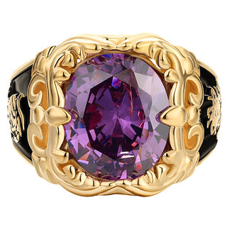 Unisex 14K Gold Plated Art Nouveau Vintage Birthstone Class Ring