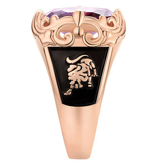 Unisex 14K Rose Gold Plated Art Nouveau Vintage Birthstone Class Ring