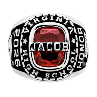 Men's Silver Plated Personalized-Top Traditional Class Ring