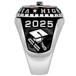 Men's Silver Plated Personalized-Top Traditional Class Ring