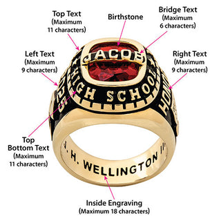 Men's Silver Plated Personalized-Top Traditional Class Ring