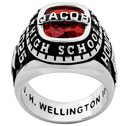 Men's Silver Plated Personalized-Top Traditional Class Ring