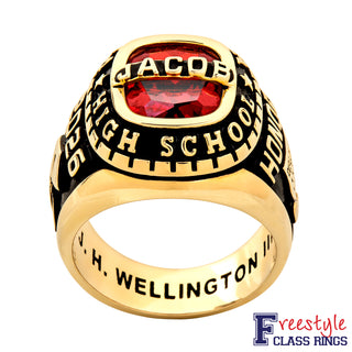 Men's 14K Gold Plated Personalized-Top Traditional Class Ring