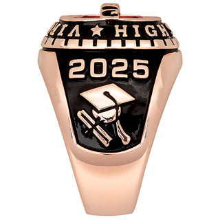 Men's 14K Rose Gold Plated Personalized-Top Traditional Class Ring