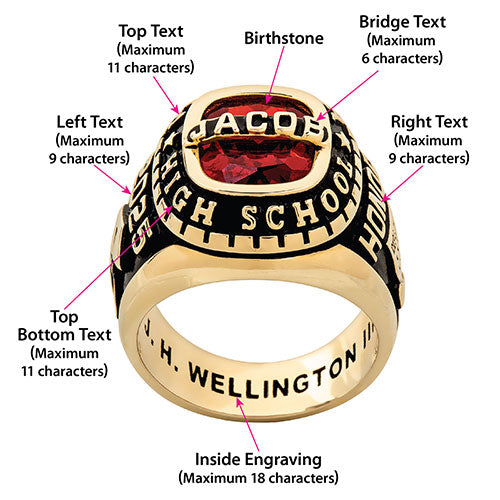 Men's 14K Rose Gold Plated Personalized-Top Traditional Class Ring