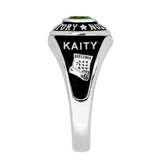 Ladies' Silver Plated Traditional Round Birthstone Class Ring