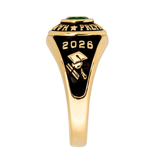 Ladies' 14K Gold Plated Traditional Round Birthstone Class Ring