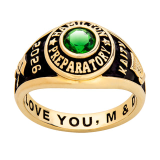 Ladies' 14K Gold Plated Traditional Round Birthstone Class Ring