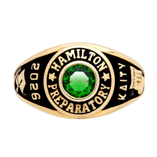 Ladies' 14K Gold Plated Traditional Round Birthstone Class Ring