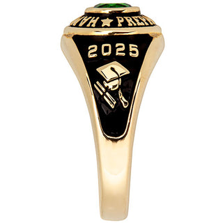 Ladies' 14K Gold Plated Traditional Round Birthstone Class Ring