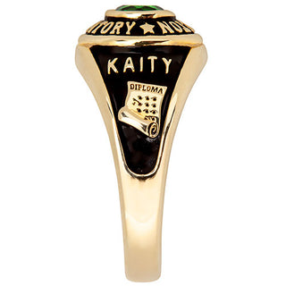 Ladies' 14K Gold Plated Traditional Round Birthstone Class Ring