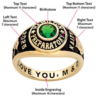 Ladies' 14K Gold Plated Traditional Round Birthstone Class Ring