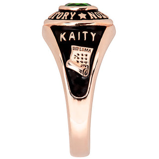 Ladies' 14K Rose Gold Plated Traditional Round Birthstone Class Ring