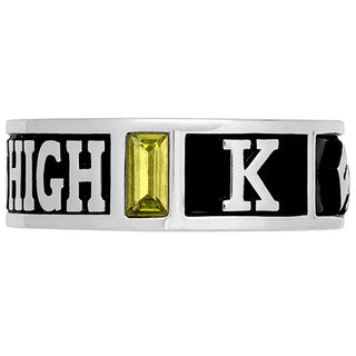 Ladies' Silver Plated Decorated Band Class Ring