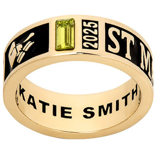 Ladies' 14K Gold Plated Decorated Band Class Ring