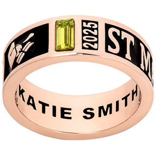 Ladies' 14K Rose Gold Plated Decorated Band Class Ring