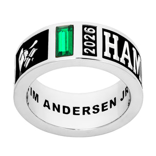 Men's Silver Plated Decorated Band Class Ring