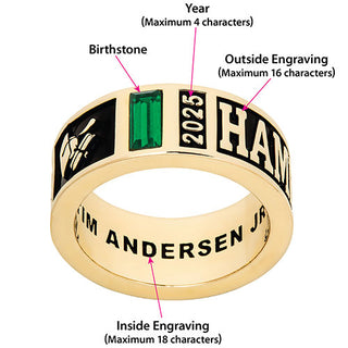 Men's 14K Gold Plated Decorated Band Class Ring