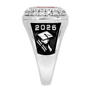 Ladies' Silver Plated CZ Encrusted Traditional Personalized Class Ring