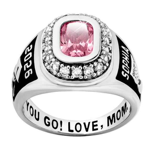 Ladies' Silver Plated CZ Encrusted Traditional Personalized Class