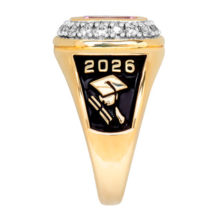 Ladies' 14K Gold Plated CZ Encrusted Traditional Personalized Class Ring