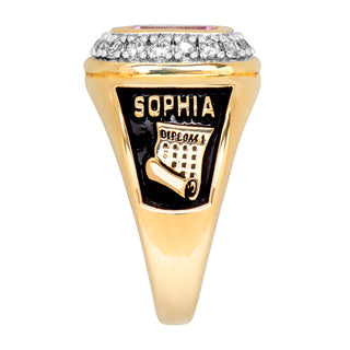 Ladies' 14K Gold Plated CZ Encrusted Traditional Personalized Class Ring