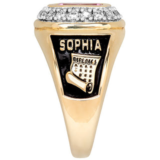 Ladies' 14K Gold Plated CZ Encrusted Traditional Personalized Class Ring