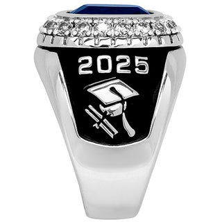 Men's Silver Plated CZ Encrusted Traditional Personalized Class Ring