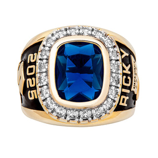 Men's 14K Gold Plated CZ Encrusted Traditional Personalized Class Ring
