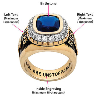 Men's 14K Gold Plated CZ Encrusted Traditional Personalized Class Ring