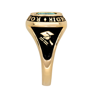 Ladies' 14K Gold Plated Traditional Cushion Birthstone Class Ring