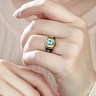 Ladies' 14K Gold Plated Traditional Cushion Birthstone Class Ring