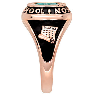 Ladies' 14K Rose Gold Plated Traditional Cushion Birthstone Class Ring