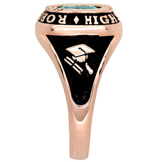 Ladies' 14K Rose Gold Plated Traditional Cushion Birthstone Class Ring