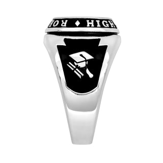 Men's Platinum Plated Traditional Cushion Birthstone Class Ring