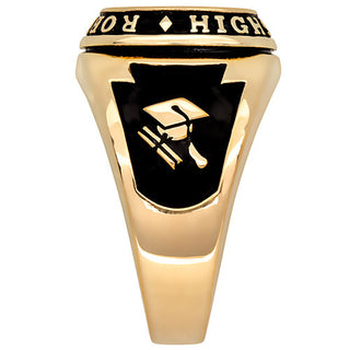 Men's 14K Gold Plated Traditional Cushion Birthstone Class Ring